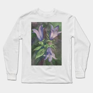 Watercolour painting of purple blue harebells Long Sleeve T-Shirt